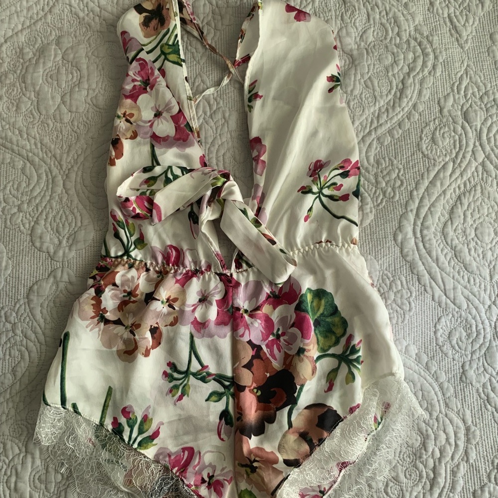 Silk floral intimate romper